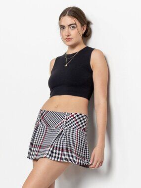 Y2K PLAID SKIRT Vintage Mini Schoolgirl Pleated Low Rise 2000's / Medium